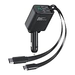 【Upgraded】 Retractable Car Charger 5 in 1 Fast Car Phone Charger | 2 Retractable Cords (Type-C & iOS) with Additional 3 Ports | Charge 5 Devices | Compatible with iPhone & Android Models - Image 6
