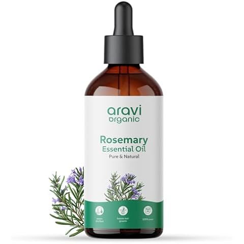 Aravi Organic 100% Pure And Natural Rosemary Essential Oil for Hair Growth, Hair Fall Control, Hair Nourishment & Strengthens And Skin Care - Rosemary Oil for Women and Men - 3.3 FL Oz / 100ml Cover