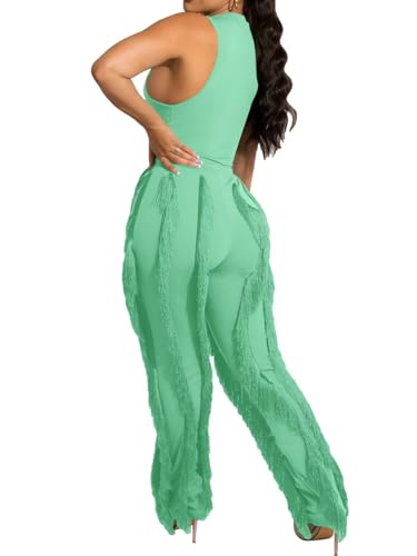 Image of EDITCOZY Women Sexy Two Piece Outfits Fringe Pants Set Tassel Club 2 Piece Sets Going Out Birthday Party Night