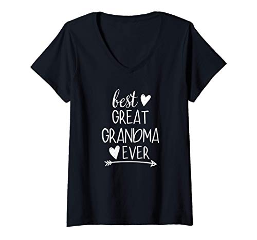 Womens Best Great Grandma Ever Hearts Arrow Great Grandma V-Neck T-Shirt