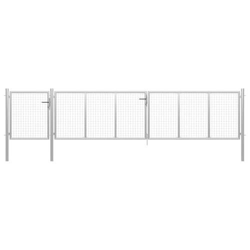 vidaXL Silver Steel Garden Gate - Heavy-Duty, Secure Entryway for Garden and Patio - Size 500x150 cm