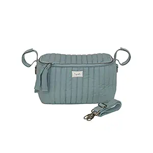 3 Sprouts Universal Quilted Stroller Caddy Organizer with 2 Cup Holders and Adjustable Shoulder Strap in Green