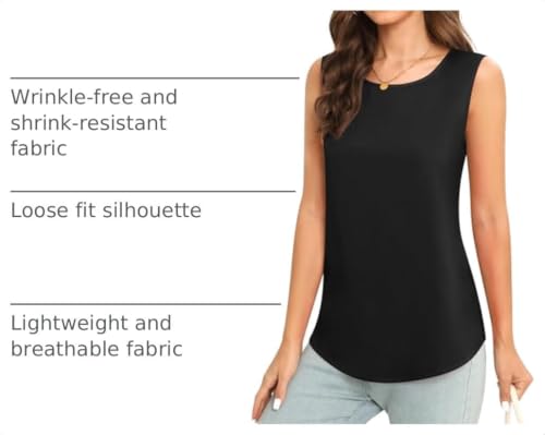 Image of Women's Sleeveless Chiffon Tank Top Business Casual Blouse Tunic Top