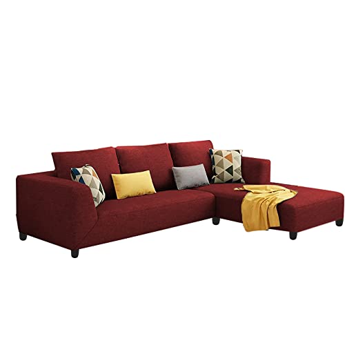 Image of Galib RHS 4 Seater L Shape Sofa Set for Living Room (Maroon Fabric)