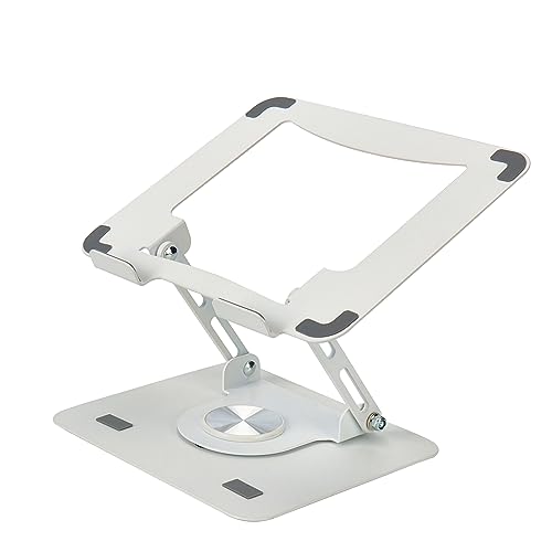 Image of Uncaged Ergonomics Swivel Laptop Stand for Desk, Adjustable Computer iPad Stand for Desk w / 360 Rotation, Portable Laptop Holder for Home Office Ergonomic Supplies (White)