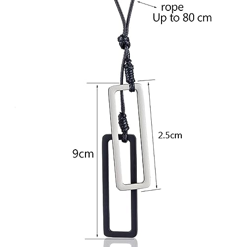 Collier à longues chaînes TABOJS avec pendentif argenté rectangulaire - 6