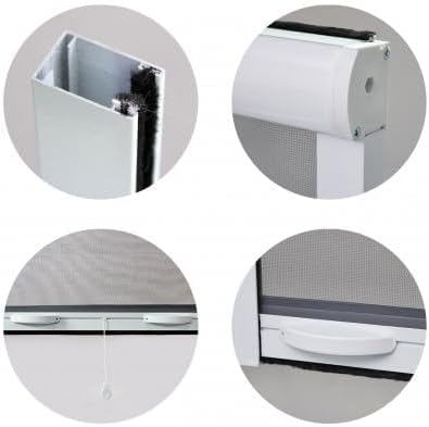Volet-moustiquaire.com - Mosquitera, enrollable, aluminio, 145 x 130, para ventana, color negro y blanco
