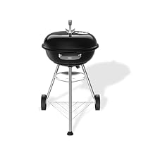 Weber Compact Kettle Holzkohlegrill 47 cm mit Stand und Rädern/Rostbeständige porzellanemaillierte Oberfläche, Ascheauffangschale, 1548 cm² Grillfläche, Schwarz – Ansicht 2