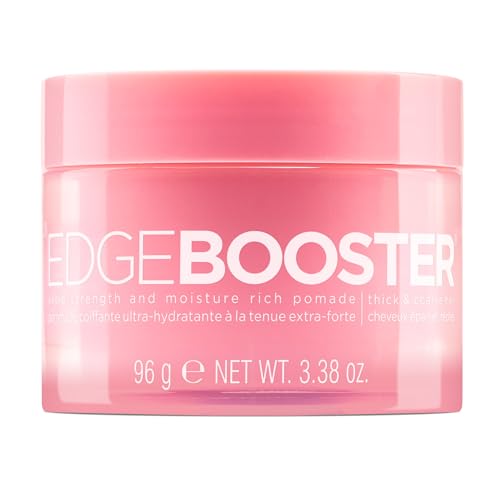 Style Factor Edge Booster Extra Strength & Moisture Rich Pomade | Strong Hold Edge Control Gel for Thick & Coarse Hair | High Shine, Non-Greasy Styling | Pink Sapphire, 3.38 oz