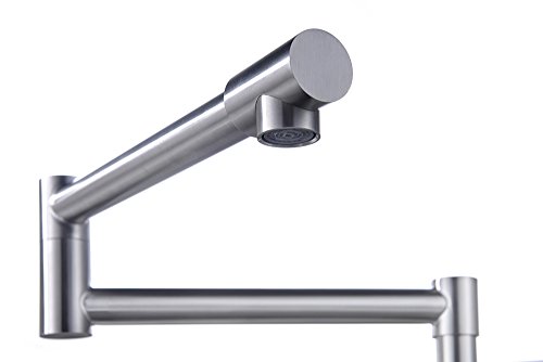 Heouty Modern Single Handle 2 Joints Free Rotating Sus304 Stainless Steel Pot Filler Faucet, Brushed Nickel Deck Mounted Kitchen Sink Faucet #TOP6