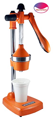 Image of Aluminium Hand Press Citrus Fruit Juicer, Manual Cold Press Juicer and Squeezer for Fruits and Vegetables - Big (Made in India) (orange color)