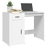  Tidyard Bureau d\'ordinateur en Bois Bureau Informatique Bureau avec 1 Tiroir et 1 Armoire Meuble de Bureau Blanc 100x49x75 cm Bois d\'ingénierie
