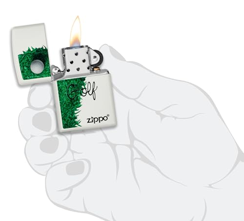Mechero Zippo de golf blanco que no se apaga con el viento y es reutilizable 6