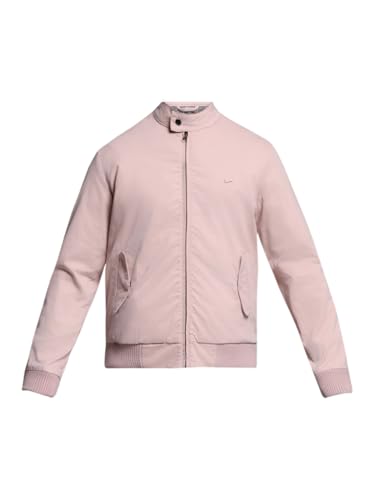 Image of Jack & Jones Men's Mock Collar Solid Cotton Casual Bomber Jacket, Standard Length