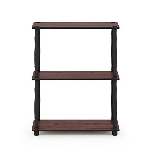 Image of Furinno Turn-N-Tube 3-Tier Compact Multipurpose Shelf Display Rack with Classic Tube, Dark Cherry /Black