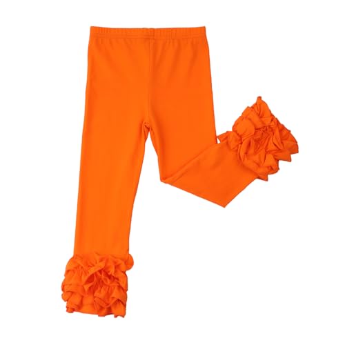 HOOLCHEAN Baby Toddler and Little Girls Cotton Ruffle Leggings (Orange, XS: 1-2T)