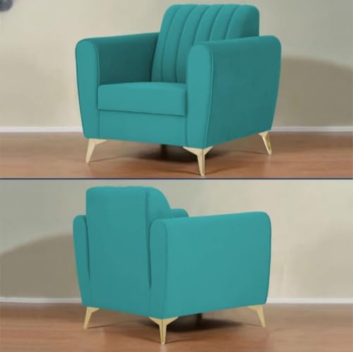 Image of 5 Seater Sofa Set 3+1+1 Teal cluor Fabric | Modern Living Room Furniture | Solid Wood Frame | Premium Cushioned Comfortable Couch Set for Home & Office, Free 4 Pillow.