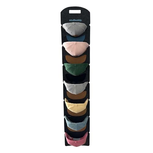 Soulbuddy Cap Organizer | Aufbewahrung für Schirmmützen | Hängeregal für Kappen | Hat Storage | Baseball Cap Halter (7 Haken)