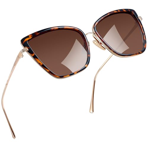 Joopin Lunette de Soleil Surdimensionnées Œil de Chat pour Femme Lunette de Soleil Classique Grand Cadre Lunettes léopard Papillon Designer Vintage pour...