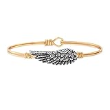 Luca + Danni Angel Wing Bangle Bracelet For Women - Brass Tone Size Petite Made in USA