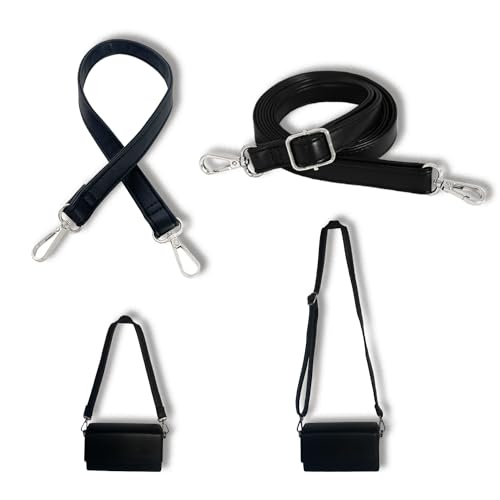 Zzcy 2 Asas Correa de Hombro de Repuesto para Bolso,Correas de Hombro de Cuero Ajustables de 70-130cm,Correa de Hombro de Cuero PU de Repuesto 60cm Negro(1 Ajustable, 1 de Longitud Fija)