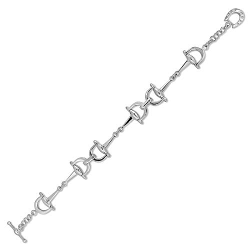 WithLoveSilver Sterling Silver Six Horse bits and Horseshoe Equestrian Toggle Clasps Bracelet, 7.5"2