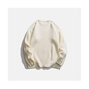 Heren trui Mannen Solid Vintage Sweaters Mens Gebreide Trui Winter Pullovers Gebreide trui (Color : White, Size : M)