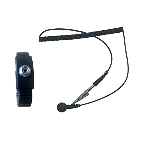 CONOVOZON Metal Anti Static Wrist Strap Adjustable Length Anti Static Bracelet Computer Cell Phone Repair and Use (Black)