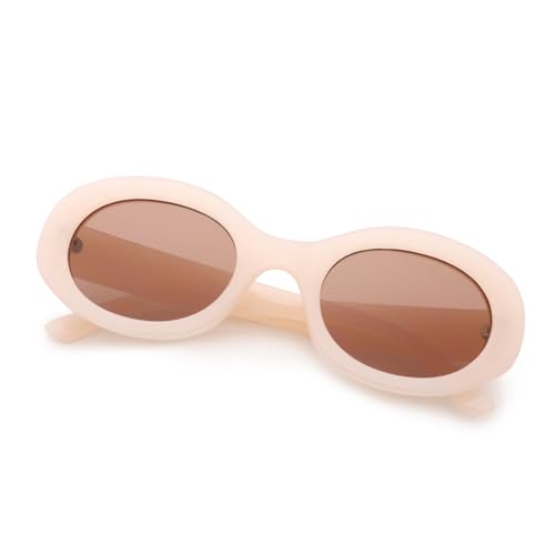 WANAKA SunBlush Retro Oval Sunglasses for Women, soft pink TR90 frame, TAC Lens, UV400 Protection…3