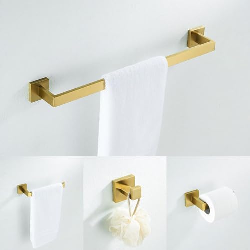 Barra de toalla oro cepillado y accesorios de acero inoxidable para baños elegantes 4