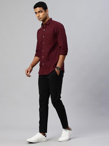 Image of Majestic Man Comfort Slim Fit Solid Pure Cotton Self Design Casual Shirt