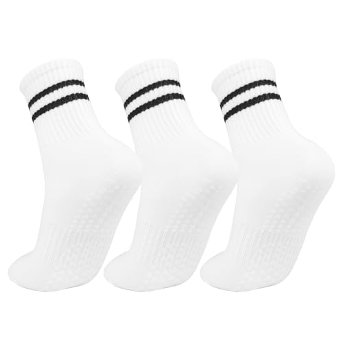 Yoga Socks - 3 Pack Non Slip Pilates Socks with Silicone Grippers, Hospital Socks, Anti-slip​ for Reformer & Hot Yoga