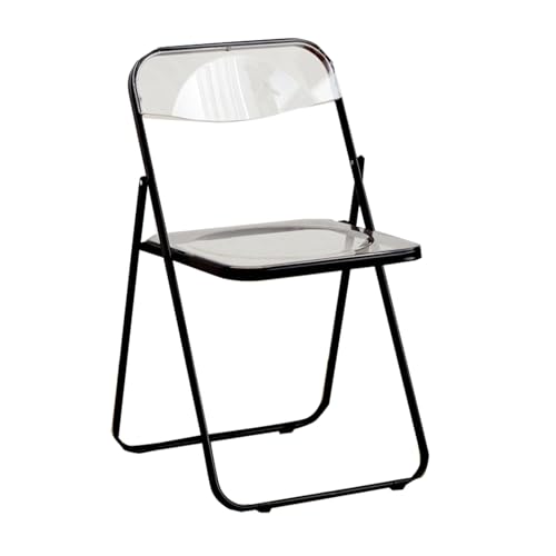 ZXDTVFGN Silla Plegable de Acrílico Transparente con Estructura de Metal, Elegante y Compacta, Ideal para el Hogar, la Oficina, el Comedor y el Tocador Color Negro