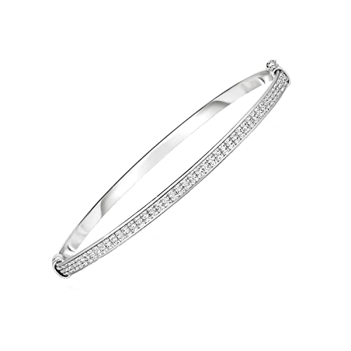 Savlano 925 Sterling Silver 7MM Sandblasting Glitter Bangle Bracelet - 14K Gold Plated Sparkle 7.5” inch Bracelet for Women Comes with Gift Box- Made in Italy2