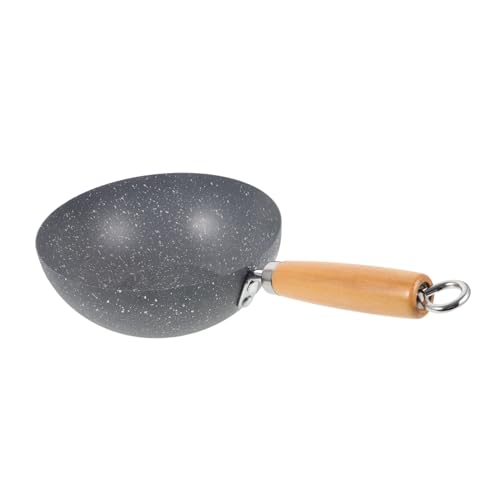 Wok pequeño de hierro inoxidable con mango cómodo miniatura 6