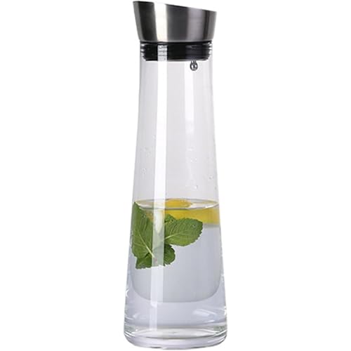冷水筒、耐熱ガラスケトル/ジャグ/水出し急須、冷蔵庫用麦茶ポット、ステンレス蓋付き大容量フィルターティーポット、ホームオフィス用 (D)