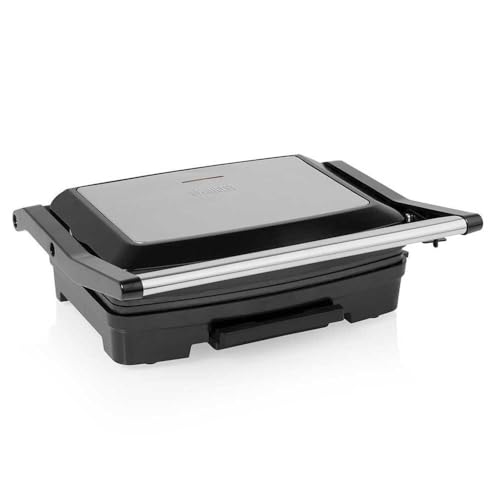 Princess 117501 Parrilla con superficie de 23 x 15 cm, bandeja recoge grasa extraíble, tapa flotante con cierre de seguridad, recubrimiento antiadherente, base antideslizante, 750 W