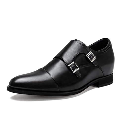 Image of CHAMARIPA Elevator Shoes for Men | Invisible Height Increase Monk Strap Shoes | Built-in System Adds 2.76 Inches /7cm | Formal & Business Dress Shoes