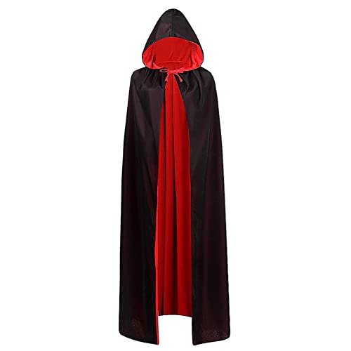 XINCHIA Halloween Vampire Cloak Vampire Capes Unisex Hooded Reversible Cape Vampire Witch Capes Black Red Devil Cape Wizard Cloak Robe Cosplay Cloak for Adult or Child Kids Party Cosplay Costumes