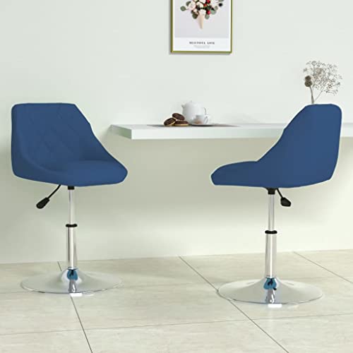 Yunovire 2 sillas de comedor giratorias, diseño moderno, terciopelo azul, altura regulable, estructura de acero cromado, asiento cómodo para comedor y cocina