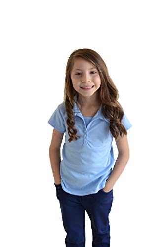 Girl's Uniform Triple Button Collar Shirt Short Sleeve White Navy Sky Blue Red Burgundy Hunter Green Yellow Purple3
