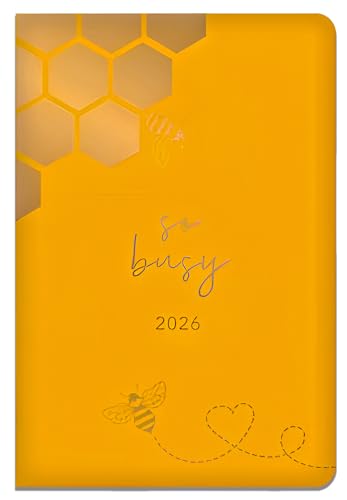 2026 Pocket Week to View Diary – Bee or Daisy Hardback Covers – Full Year Weekly Planner – Compact Organiser for Home Office School & Travel – Compact UK Focused Diaries with Ribbon Page Marker (Bee)