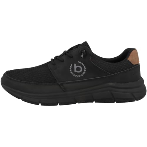 Preisvergleich Produktbild bugatti Sneaker aus Mesh, amtungsaktiver Turnschuh, elastische Schnürsenkel, Schwarz, 44 EU