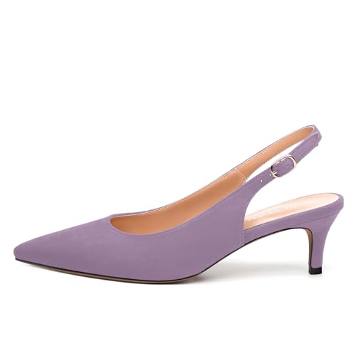 Women's Pointed Toe Low Heels Adjustable Buckle Fashion Solid Color Slingback Pumps2