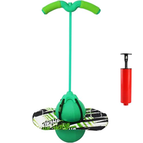 Chingcoo Pogo Stick für Kinder, Sportgeräte für Kinder, Pogo Stick mit Kordelzuggriff, geeignet für Hüpfstange mit Kindern(Grün Spleißen)