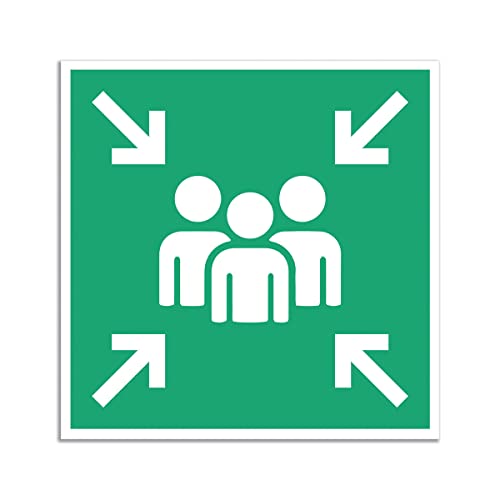 Panneau point de rassemblement ISO 7010 en Forex imprimé de dimensions 60x60 cm