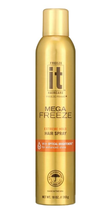 F'reeze IT Mega Free~ze Hair Spray, Extreme Hold,10 Oz ~ (2 Count)