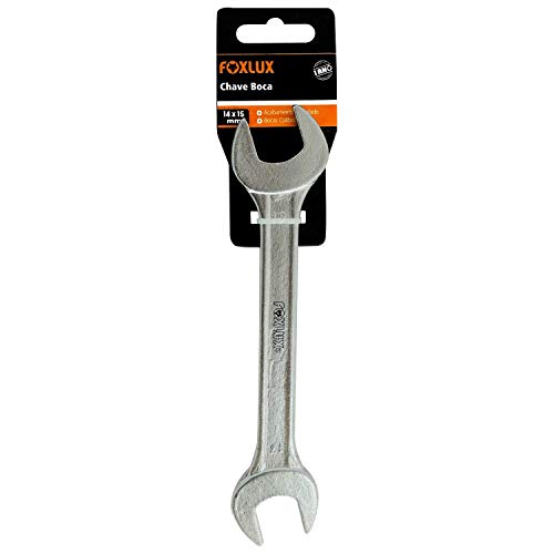 Chave Fixa Foxlux – 14X15Mm – Chave De Boca – Prateada – Aço Carbono – Acabamento Niquelado – Com Pr
