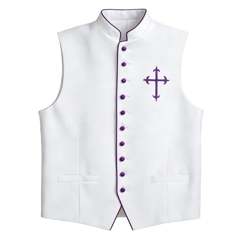 Gilet de clergé confortable pour homme avec croix et liseré