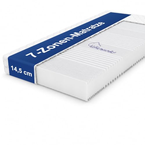 Wolkenwunder Wellflex MultiPlus 7-Zonen-Schaum-Matratze 90x200 cm mittel 14,5 cm Gesamthöhe I Bezug...